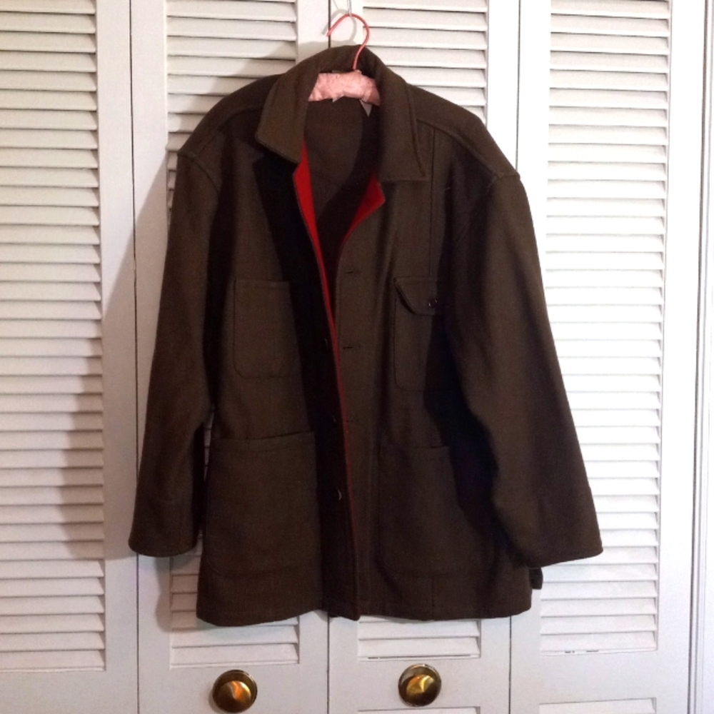 Ruff Hewn Wool Olive Coat Large